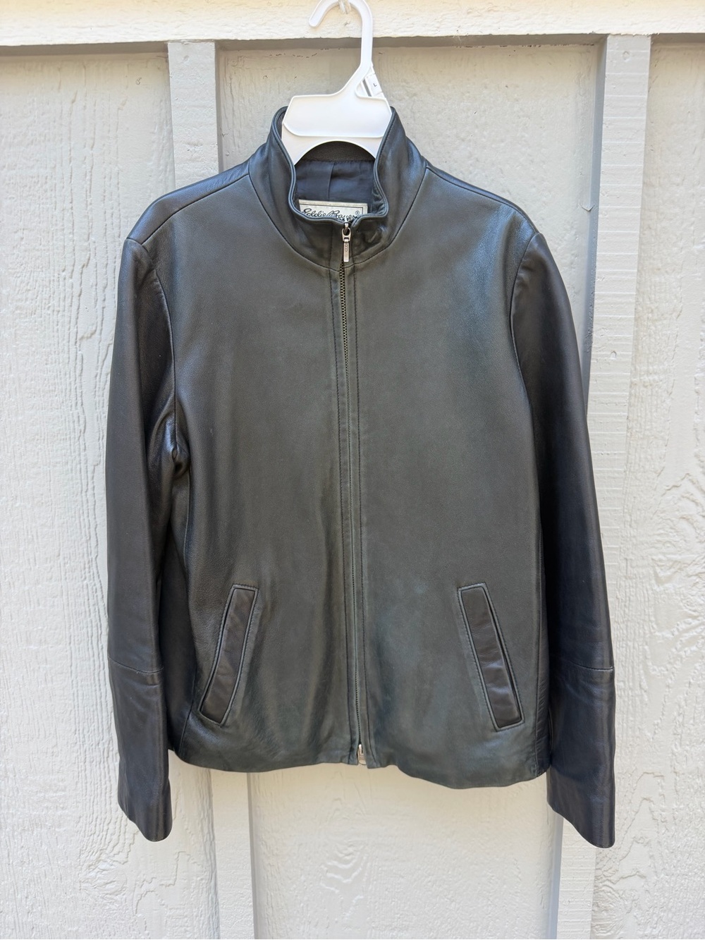 Vintage Eddie Bauer Women's Size Small Petite Black Lambskin Leather Coat Jacket